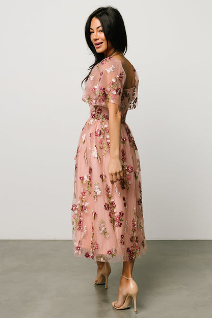 Gwyneth Tulle Midi Dress | Blush Floral - Baltic Born