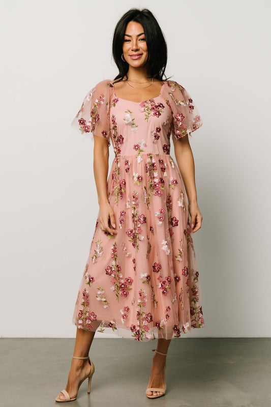 Gwyneth Tulle Midi Dress | Blush Floral - Baltic Born