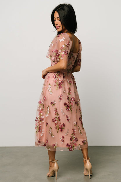 Gwyneth Tulle Midi Dress | Blush Floral - Baltic Born