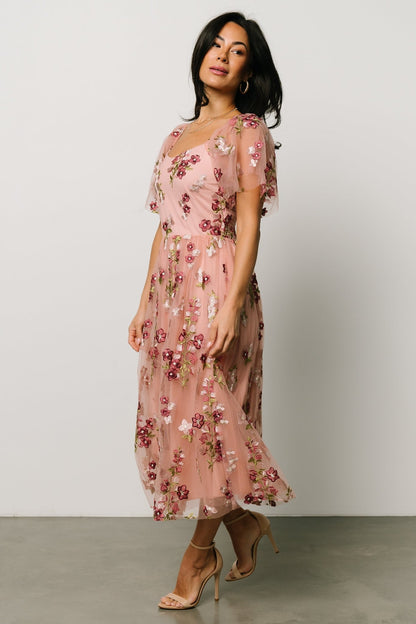 Gwyneth Tulle Midi Dress | Blush Floral - Baltic Born