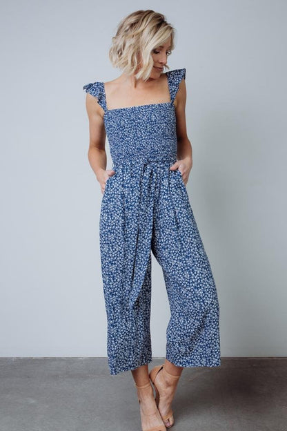 Hadley Smocked Jumpsuit | Navy - Baltic Born