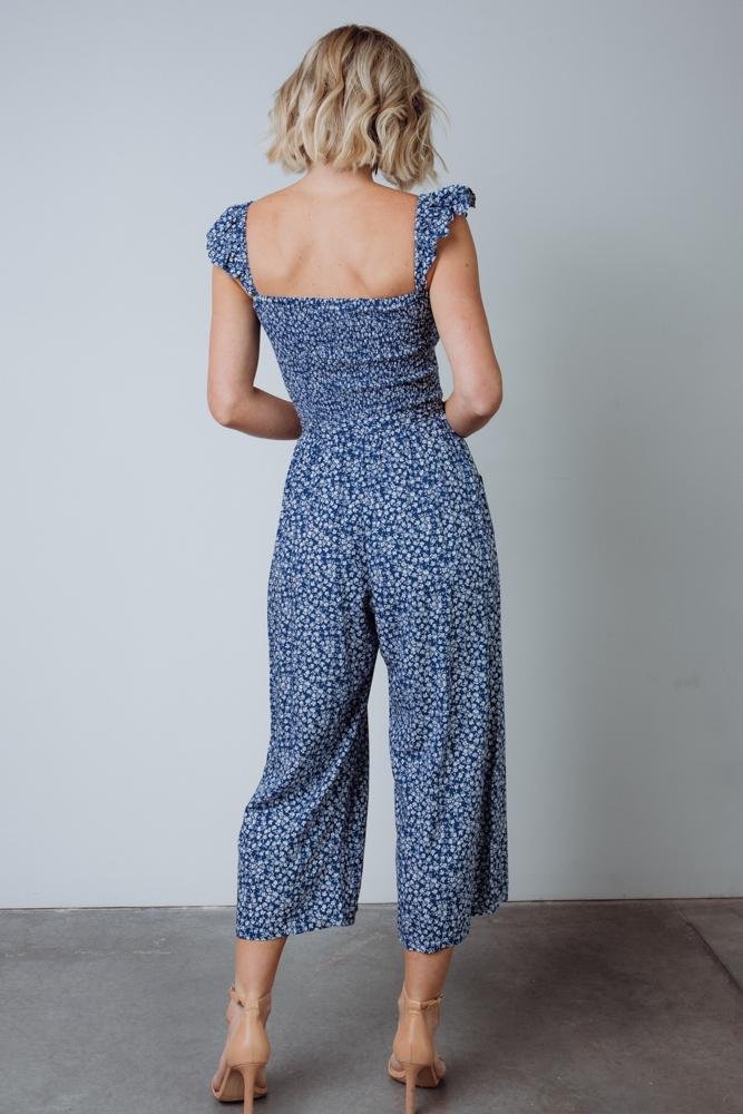 Hadley Smocked Jumpsuit | Navy - Baltic Born