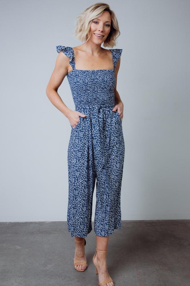 Hadley Smocked Jumpsuit | Navy - Baltic Born