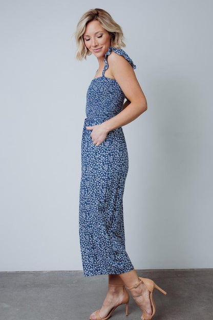 Hadley Smocked Jumpsuit | Navy - Baltic Born