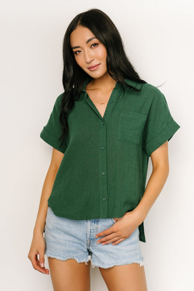 Fledermaus UK, Green Satin Volume Sleeve Shirt