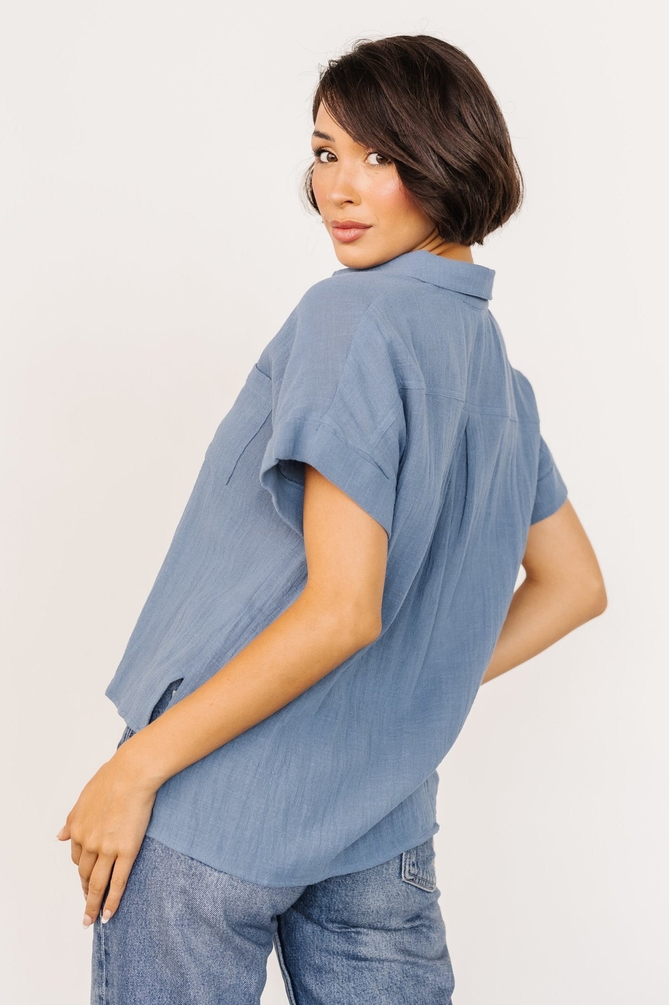 Hammond Short Sleeve Top | Slate Blue - Baltic Born