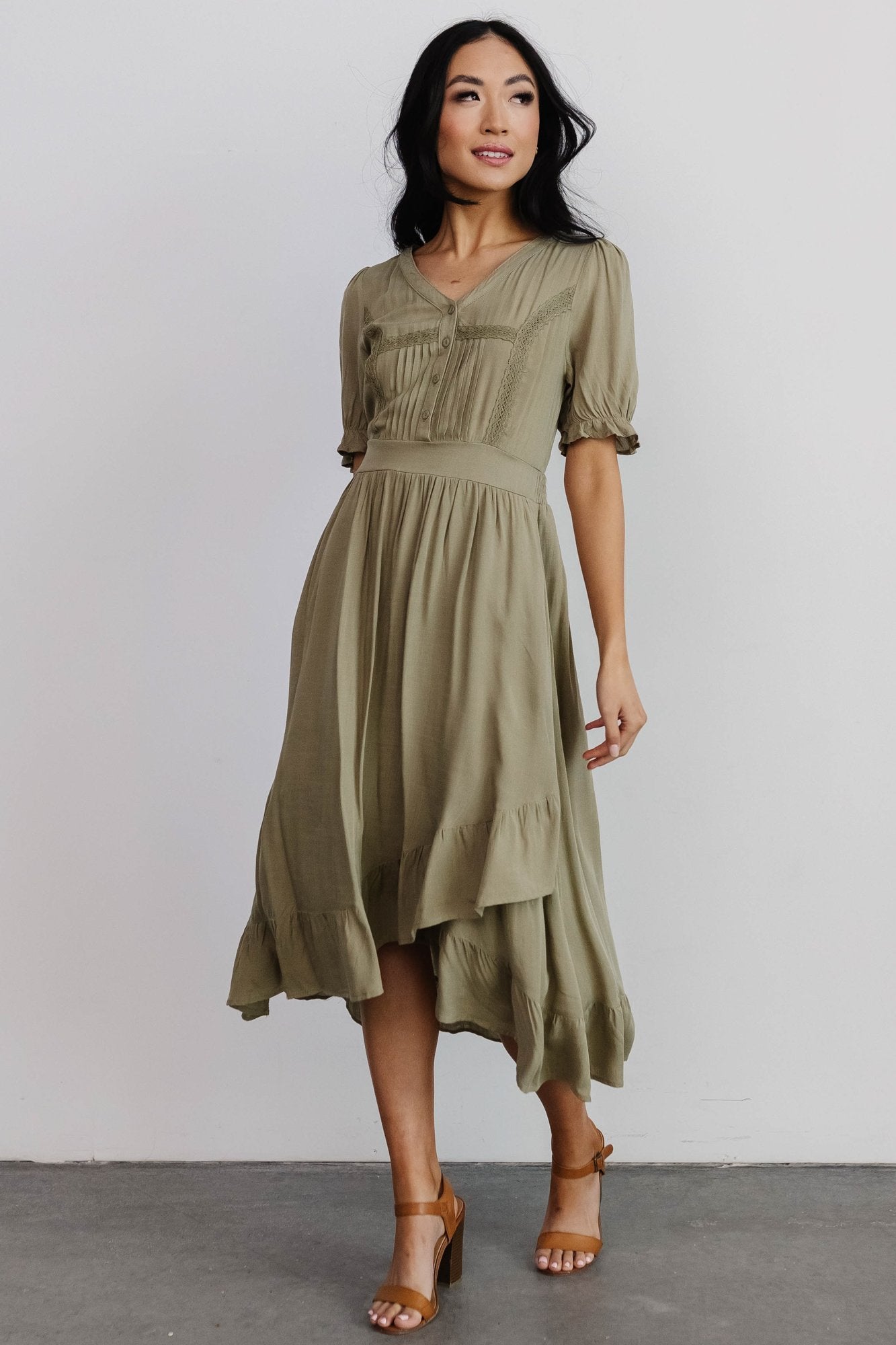 Hannah Midi Dress | Dusty Olive | Baltic Born