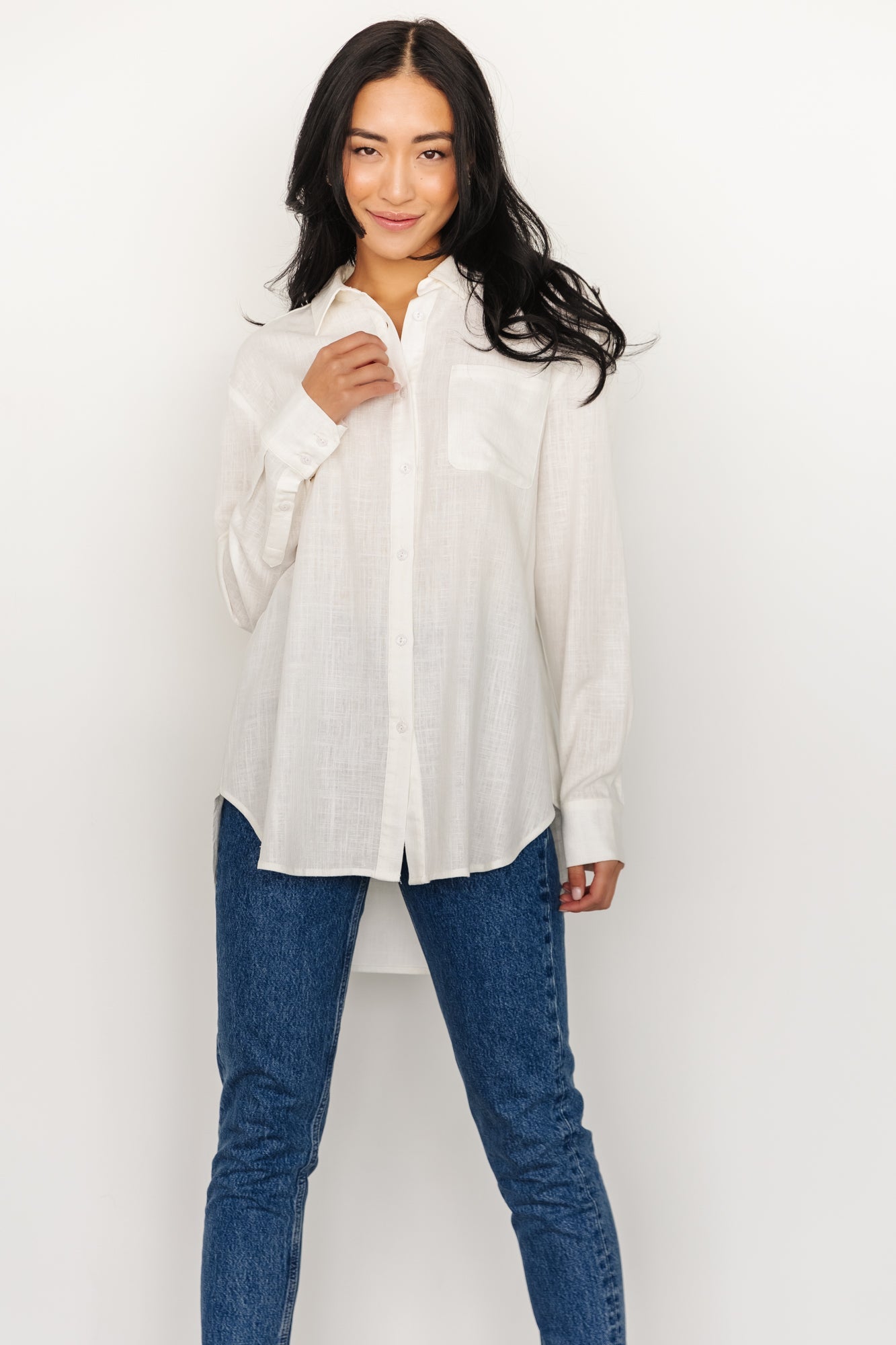 Harlan Linen Button Down Top | Off White - Baltic Born