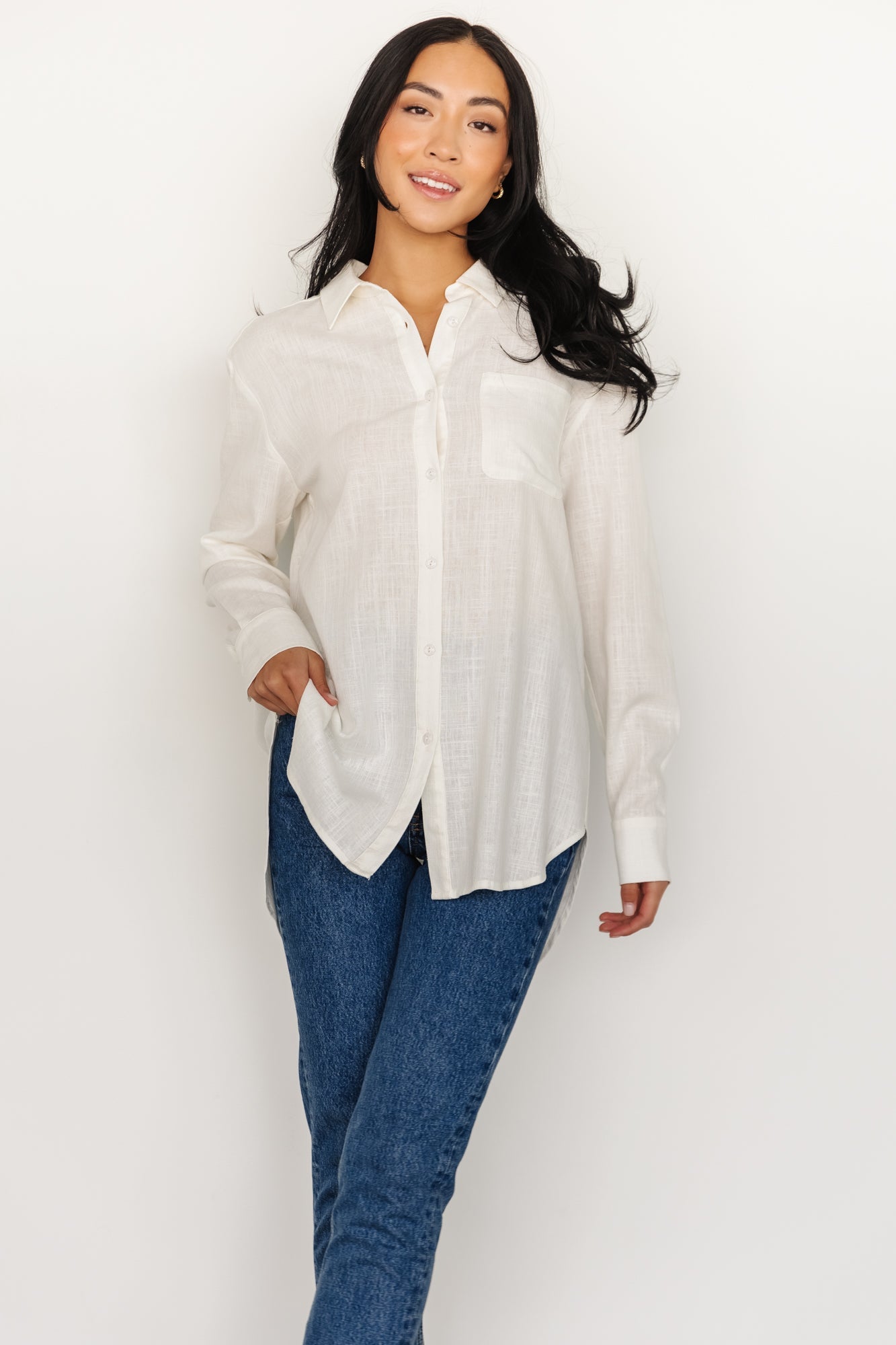 Harlan Linen Button Down Top | Off White - Baltic Born