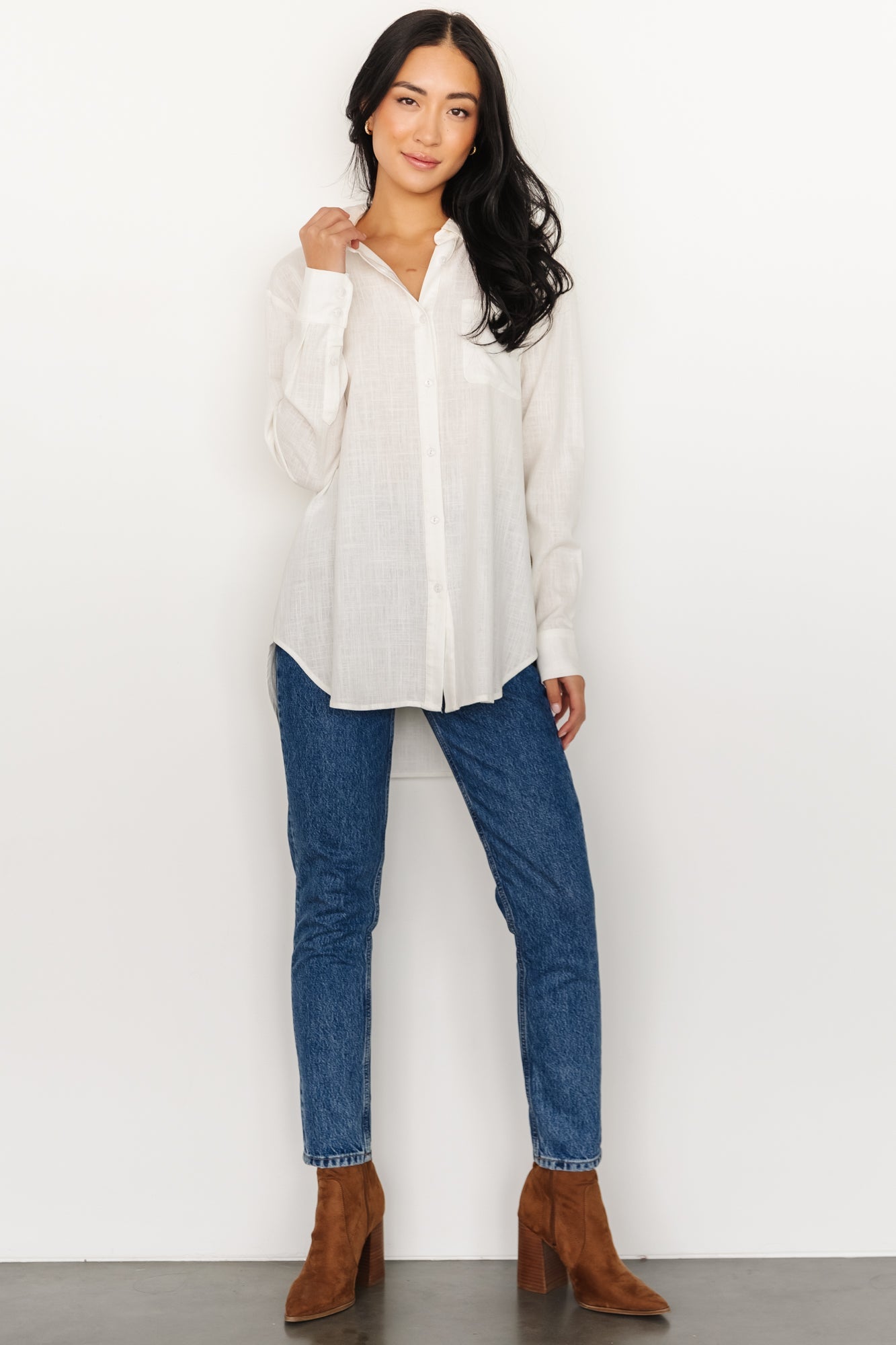 Harlan Linen Button Down Top | Off White - Baltic Born