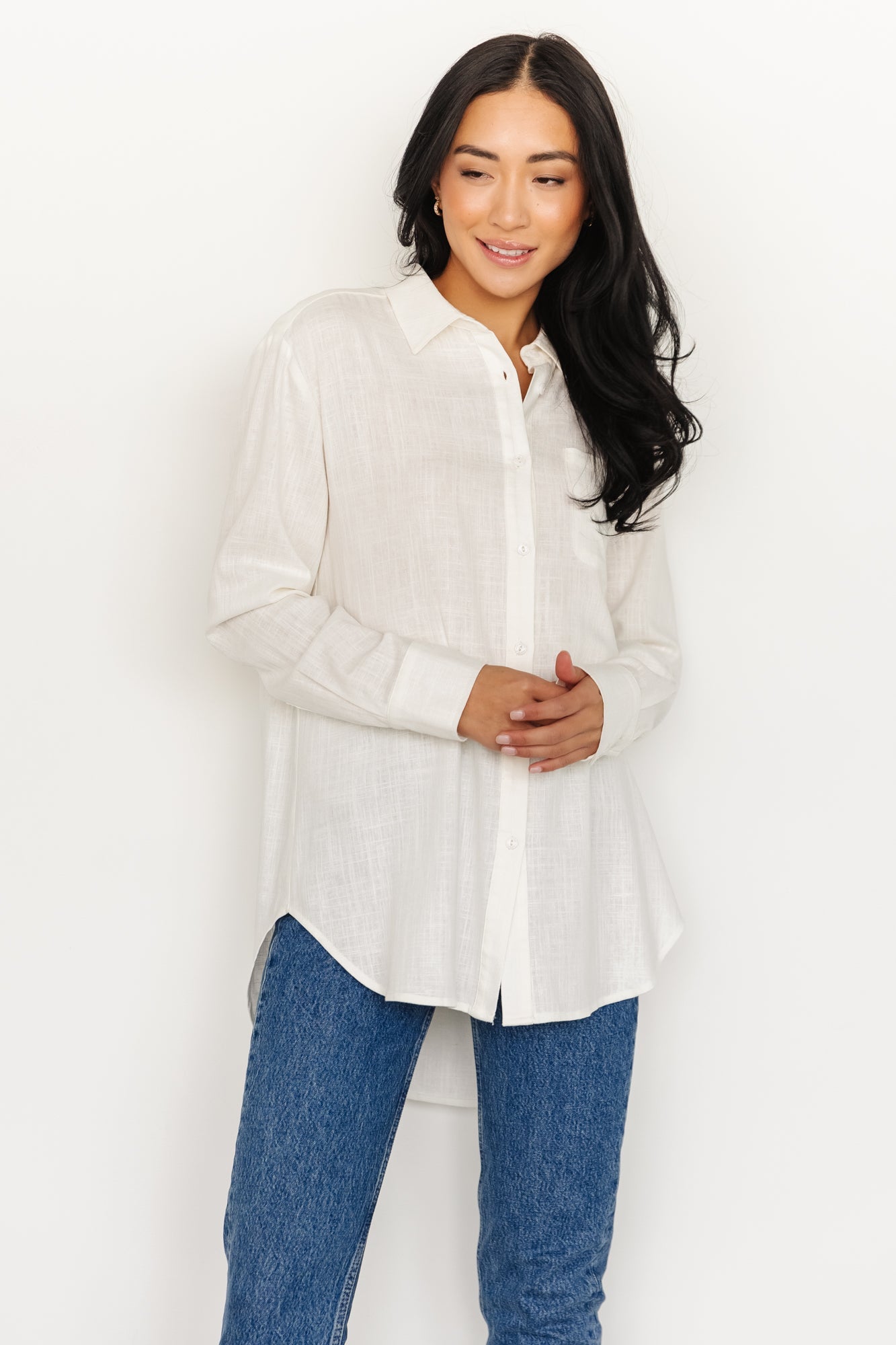 Harlan Linen Button Down Top | Off White - Baltic Born