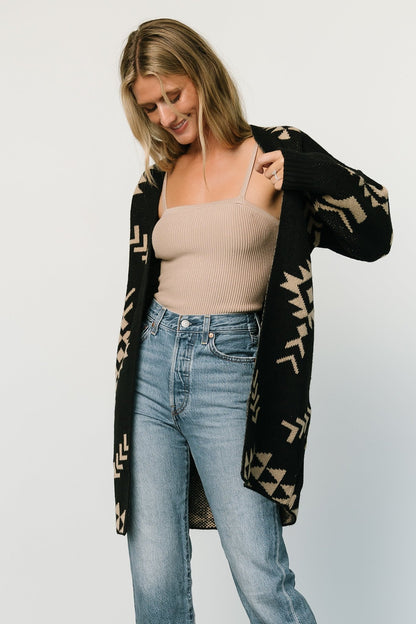 Hays Oversized Cardigan | Black + Tan - Baltic Born