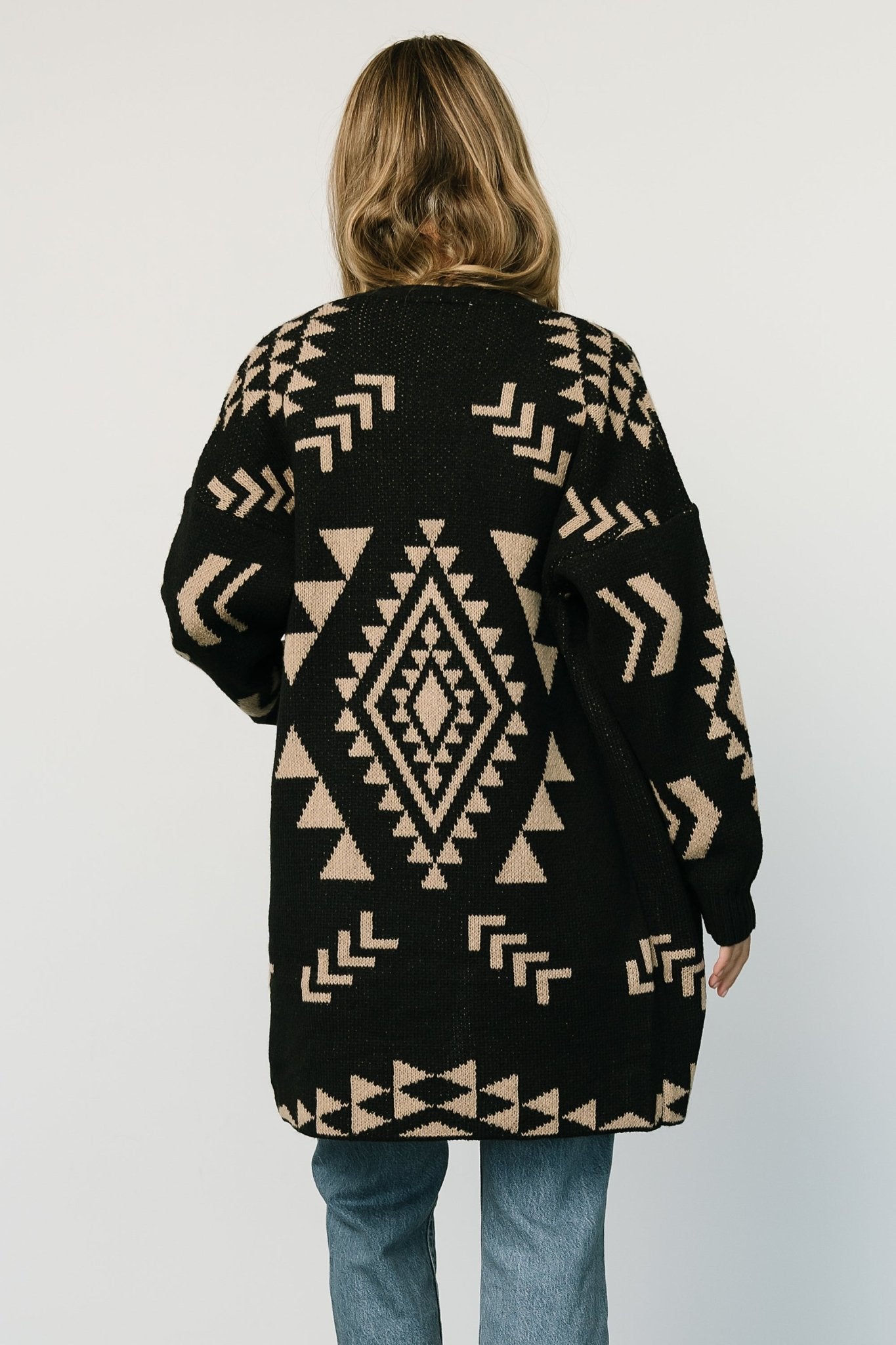 Hays Oversized Cardigan | Black + Tan - Baltic Born