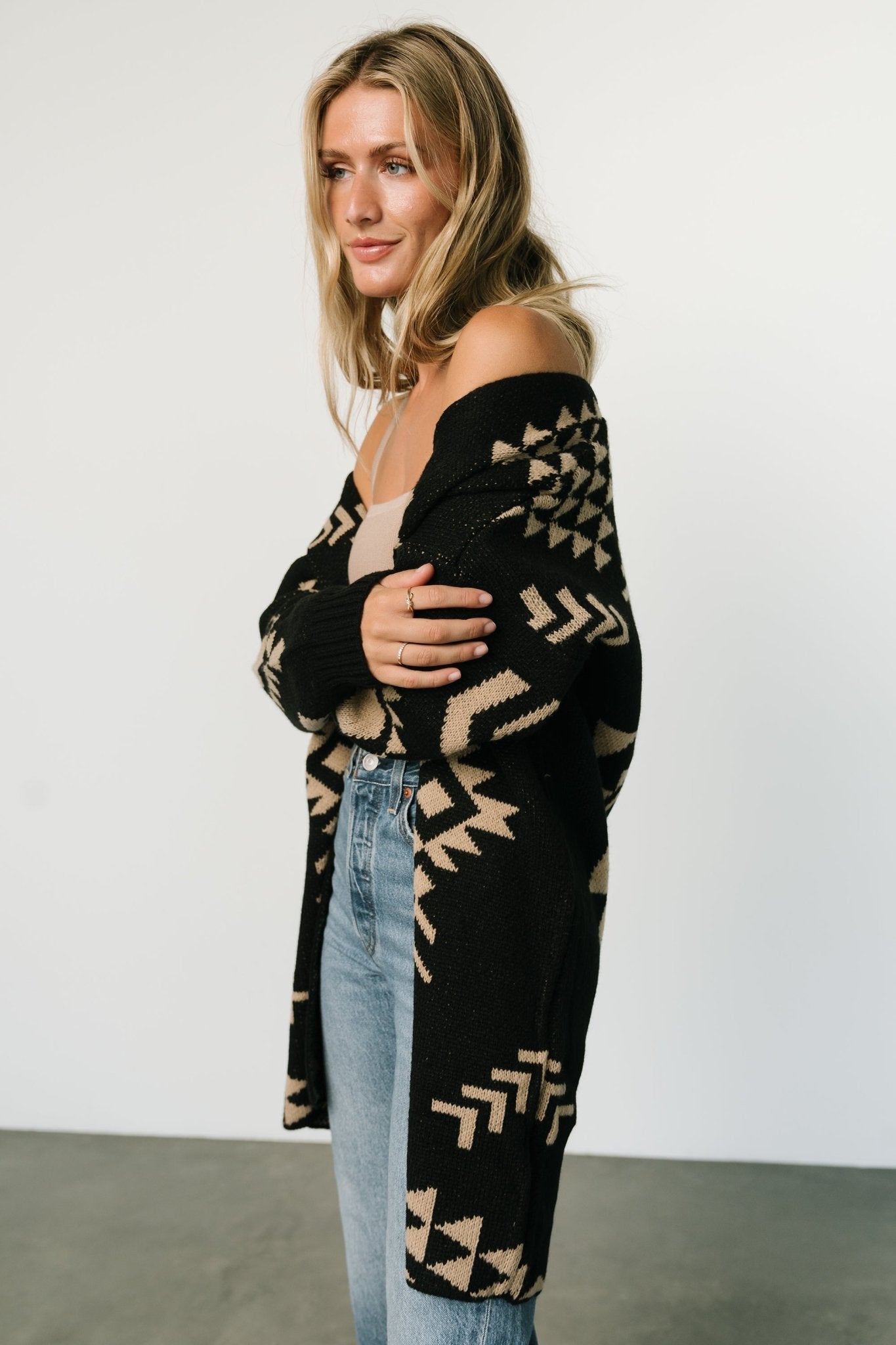 Hays Oversized Cardigan | Black + Tan - Baltic Born