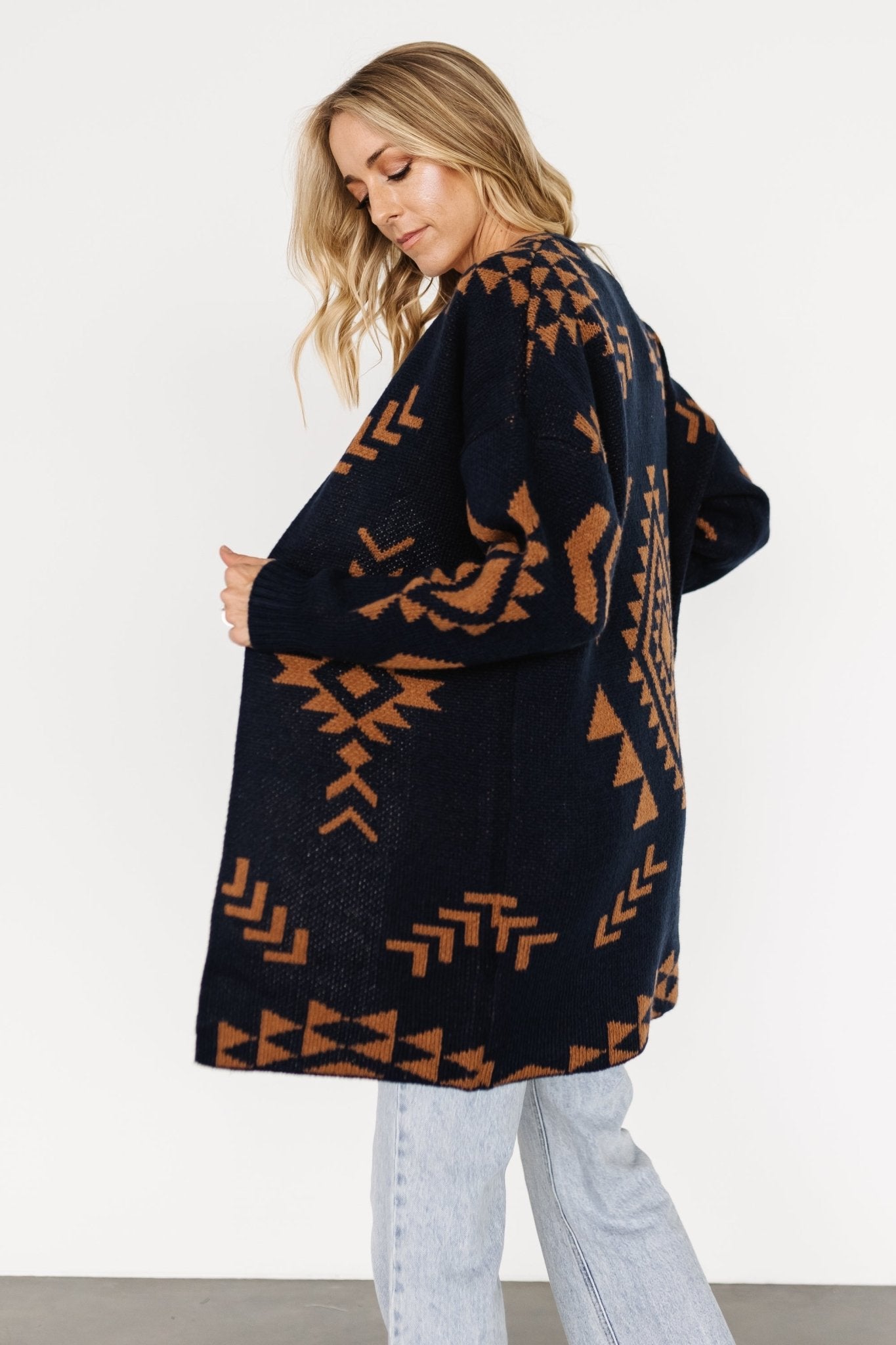 Hays Oversized Cardigan | Navy + Camel - Baltic Born