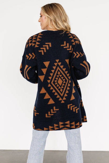 Hays Oversized Cardigan | Navy + Camel - Baltic Born