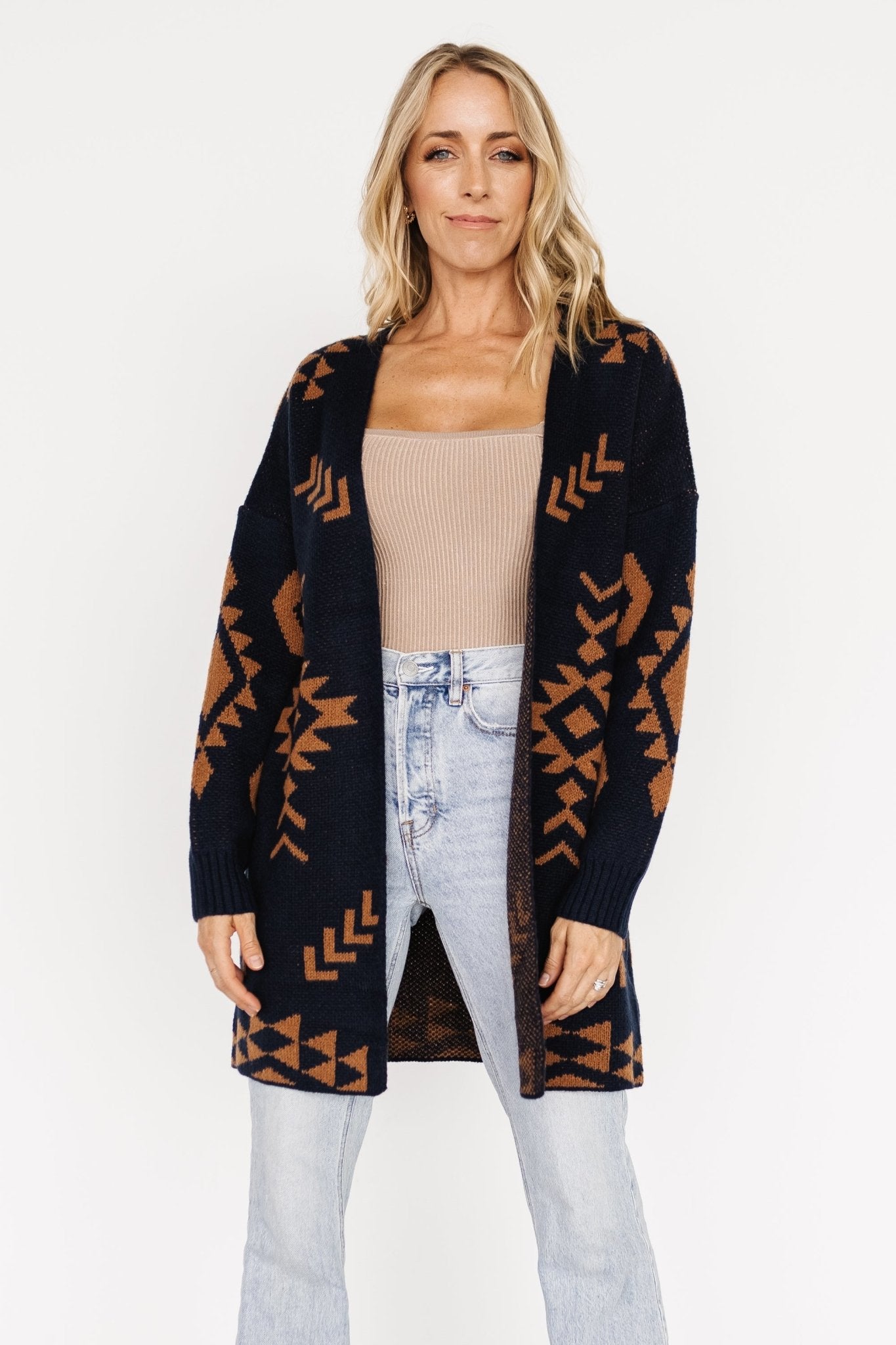 Hays Oversized Cardigan | Navy + Camel - Baltic Born