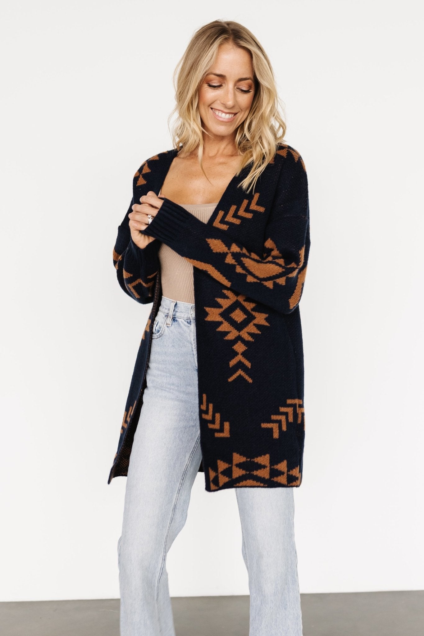 Hays Oversized Cardigan | Navy + Camel - Baltic Born