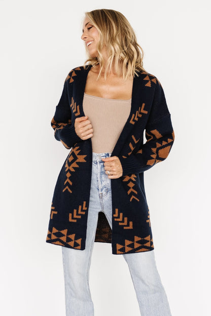 Hays Oversized Cardigan | Navy + Camel - Baltic Born