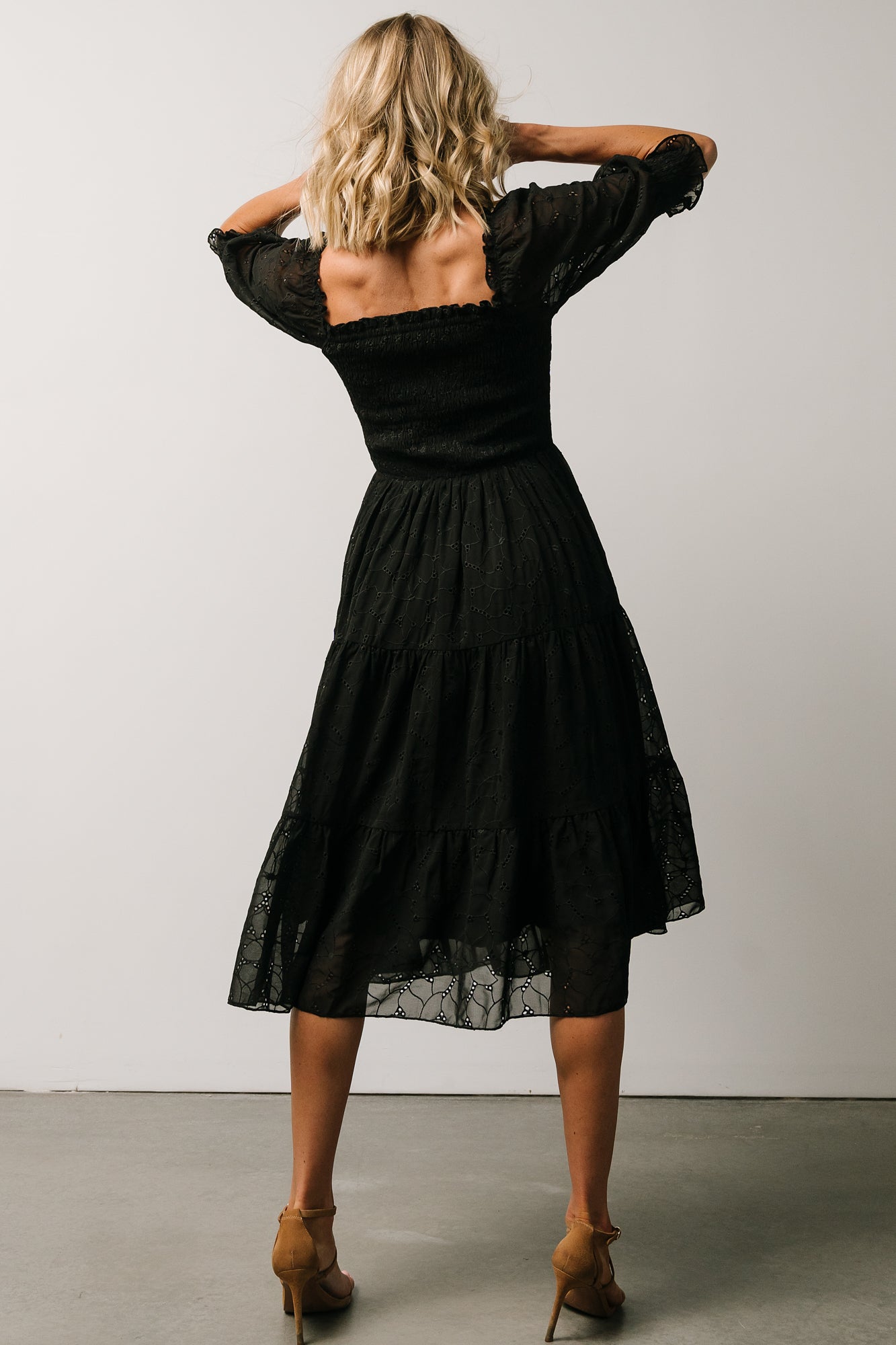 Hazel Eyelet Midi Dress | Black - Baltic Born