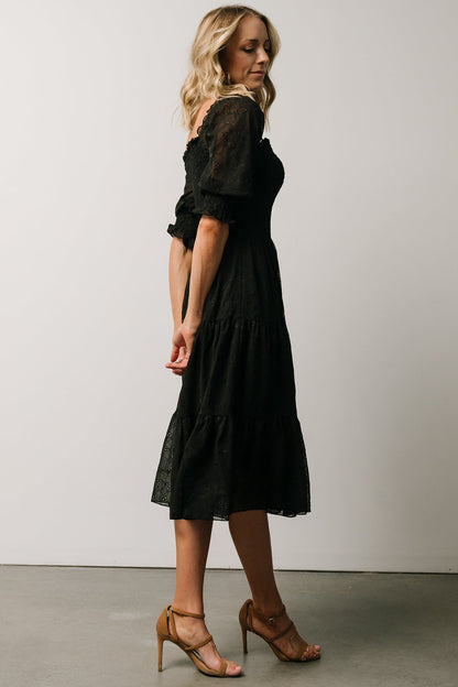 Hazel Eyelet Midi Dress | Black - Baltic Born