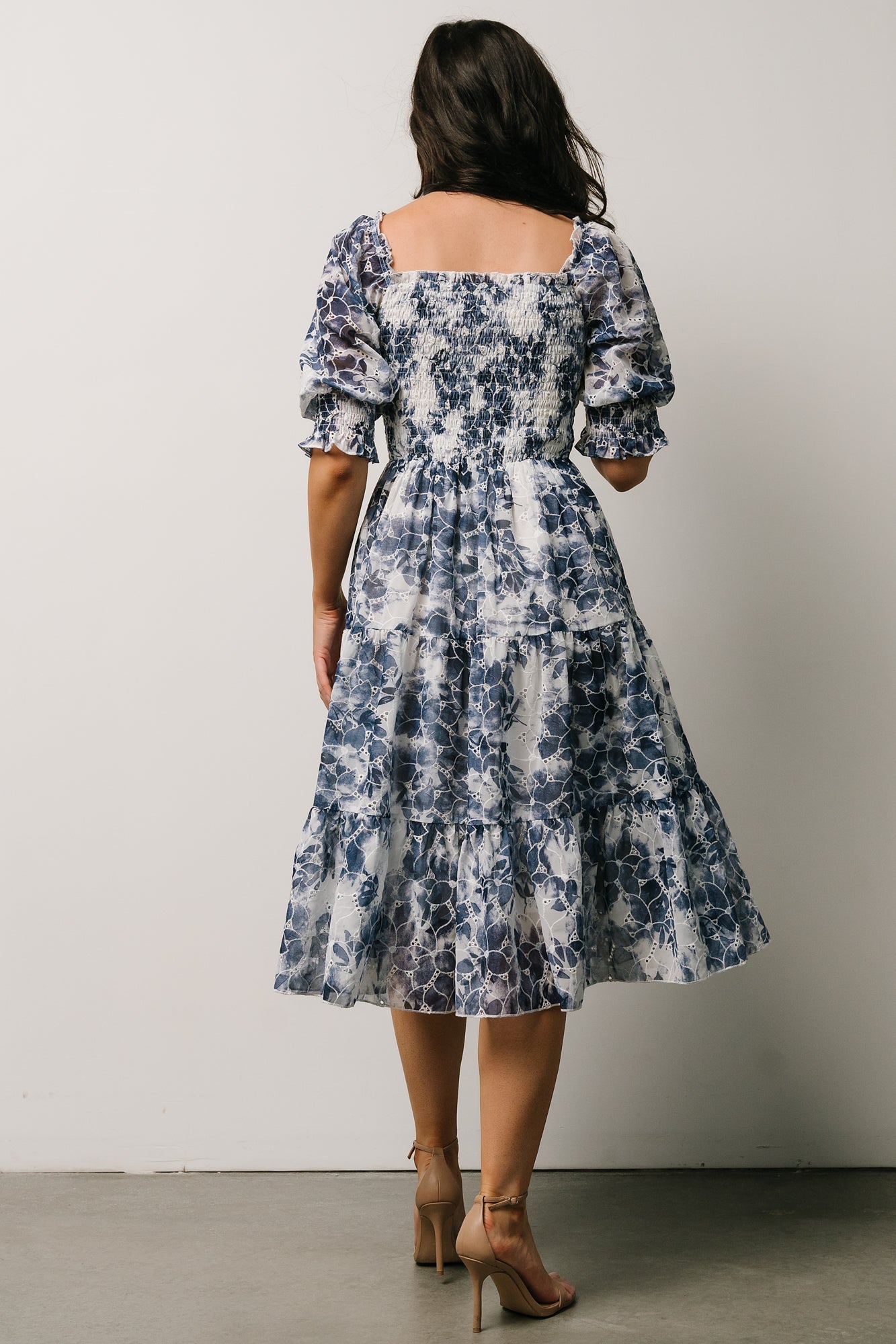 Hazel Eyelet Midi Dress | Navy - Baltic Born