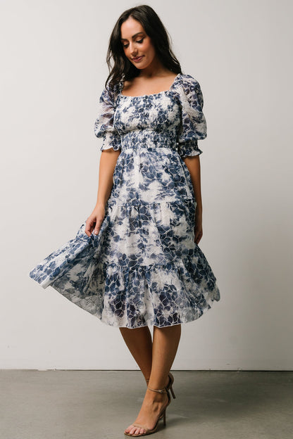 Hazel Eyelet Midi Dress | Navy - Baltic Born