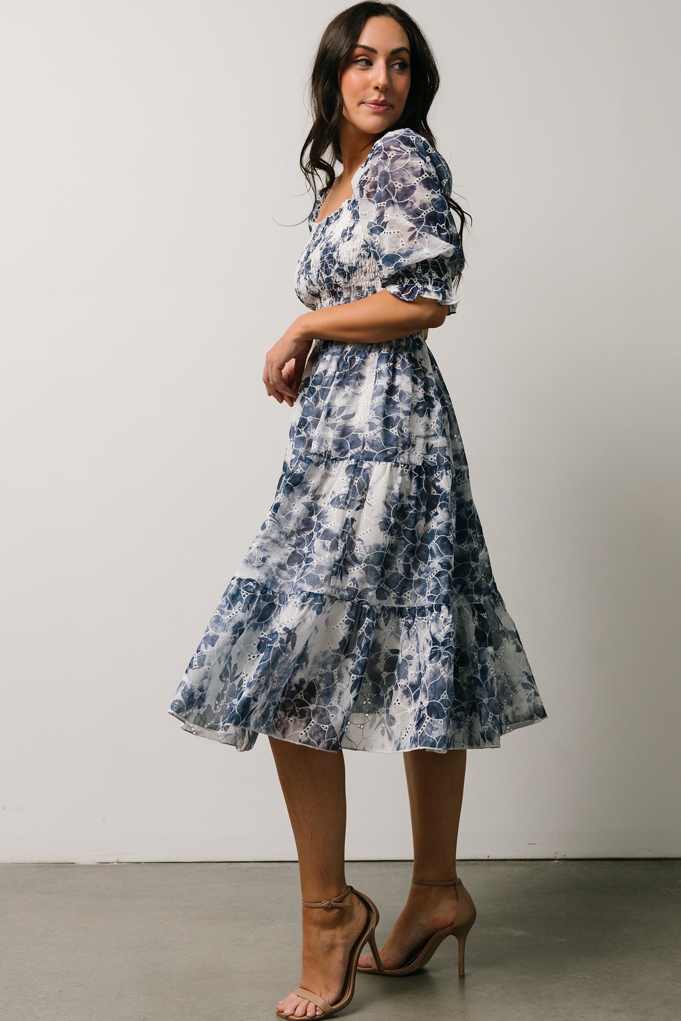 Hazel Eyelet Midi Dress | Navy - Baltic Born