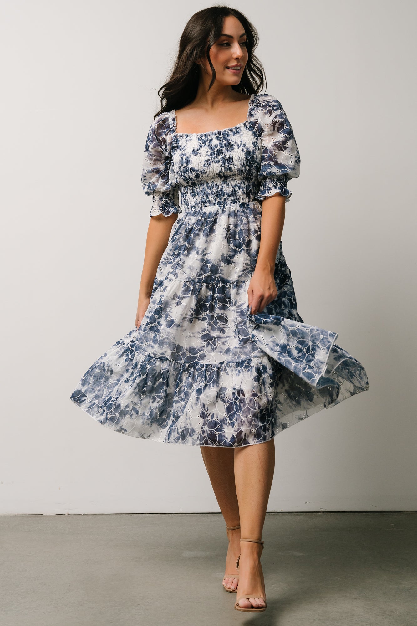 Hazel Eyelet Midi Dress | Navy - Baltic Born