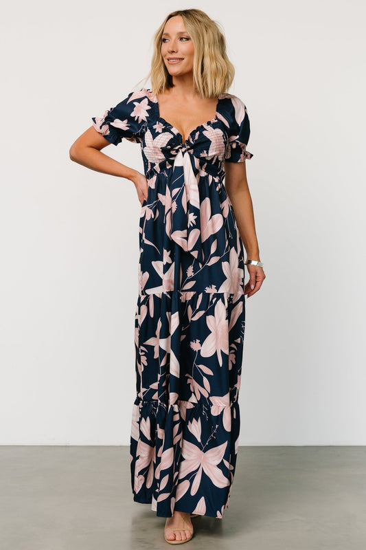 Hilaria Maxi Dress | Navy + Blush - Baltic Born