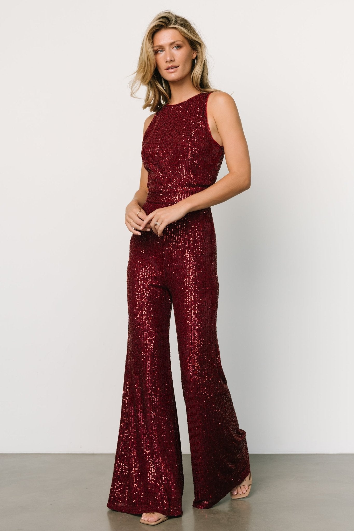 Hillary Sequin Jumpsuit | Wine - Baltic Born