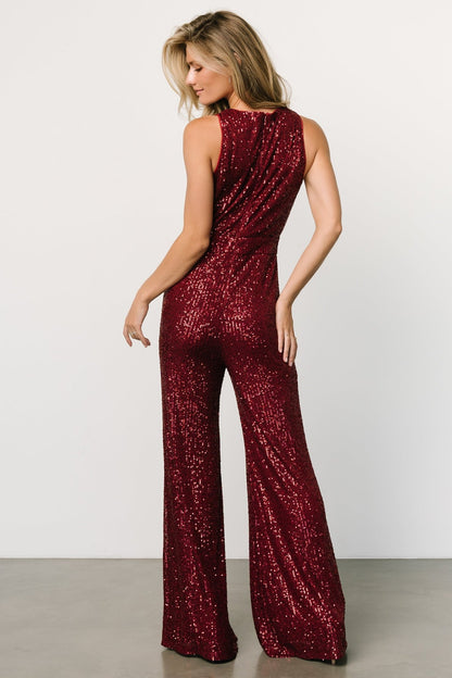 Hillary Sequin Jumpsuit | Wine - Baltic Born