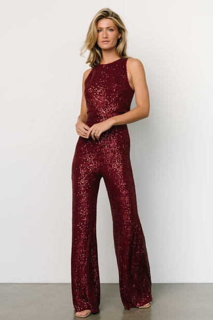 Hillary Sequin Jumpsuit | Wine - Baltic Born