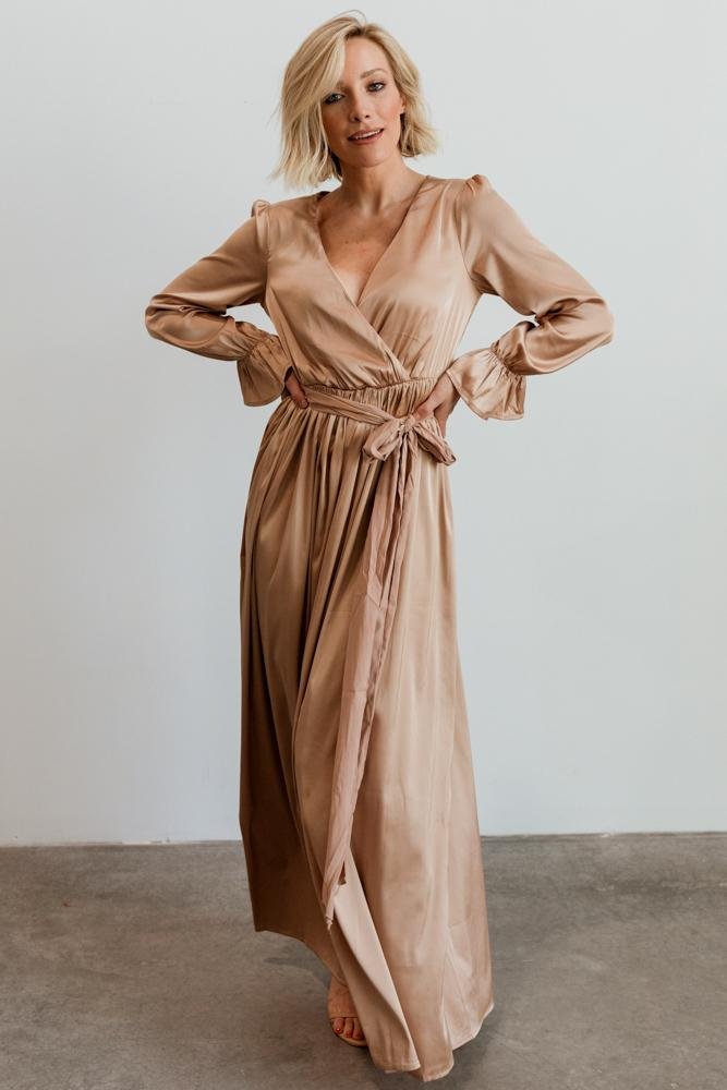 Holly Satin Maxi Dress | Champagne - Baltic Born