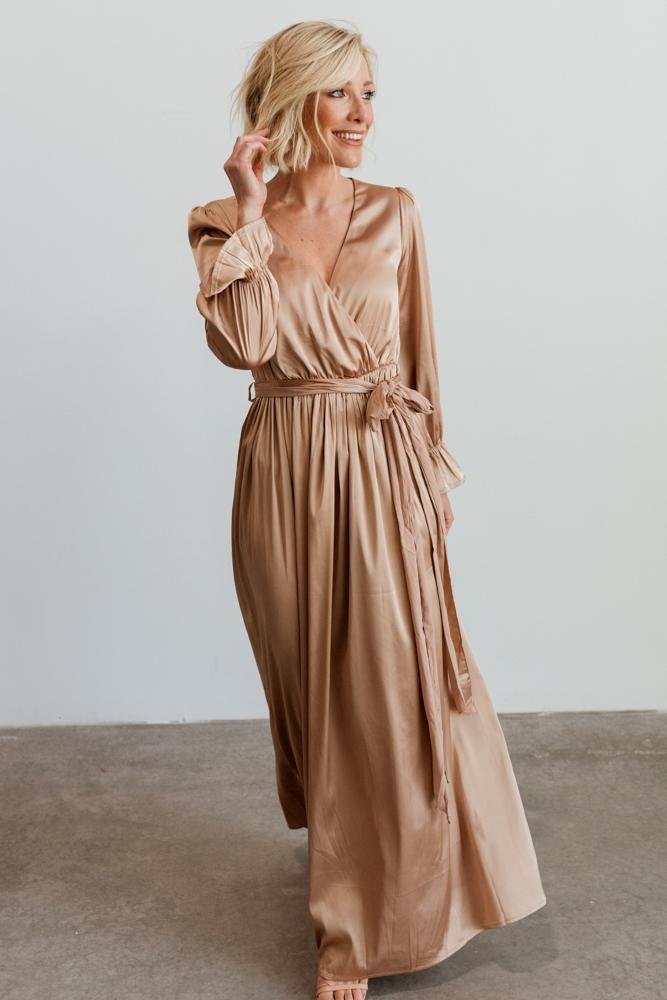 Holly Satin Maxi Dress | Champagne - Baltic Born