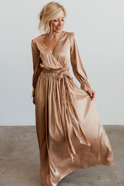 Holly Satin Maxi Dress | Champagne - Baltic Born