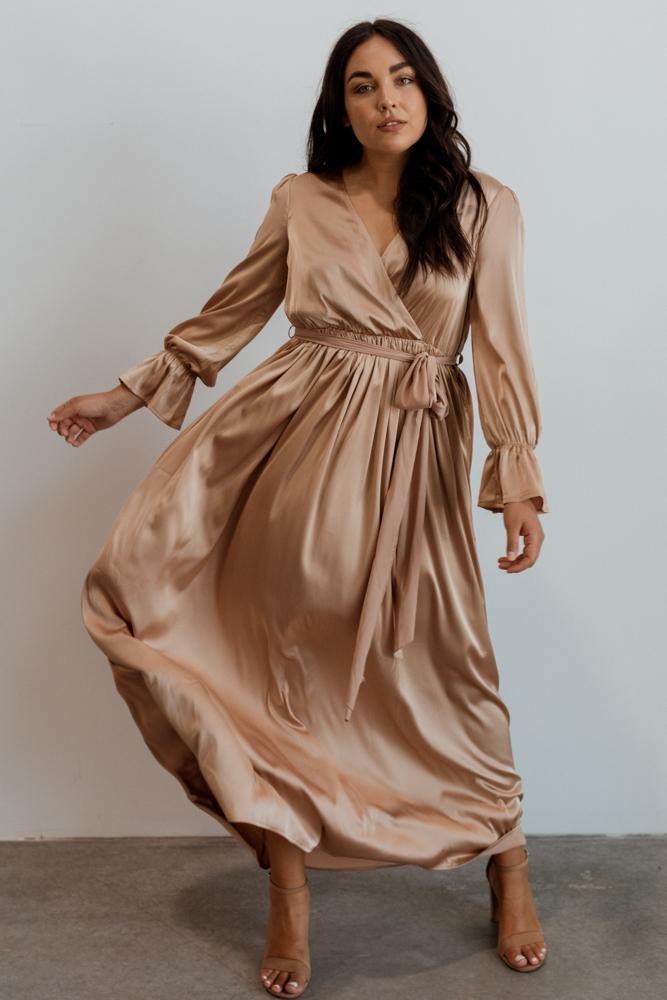 Holly Satin Maxi Dress | Champagne - Baltic Born