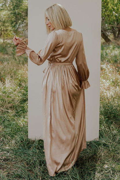 Holly Satin Maxi Dress | Champagne - Baltic Born