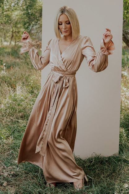 Holly Satin Maxi Dress | Champagne - Baltic Born