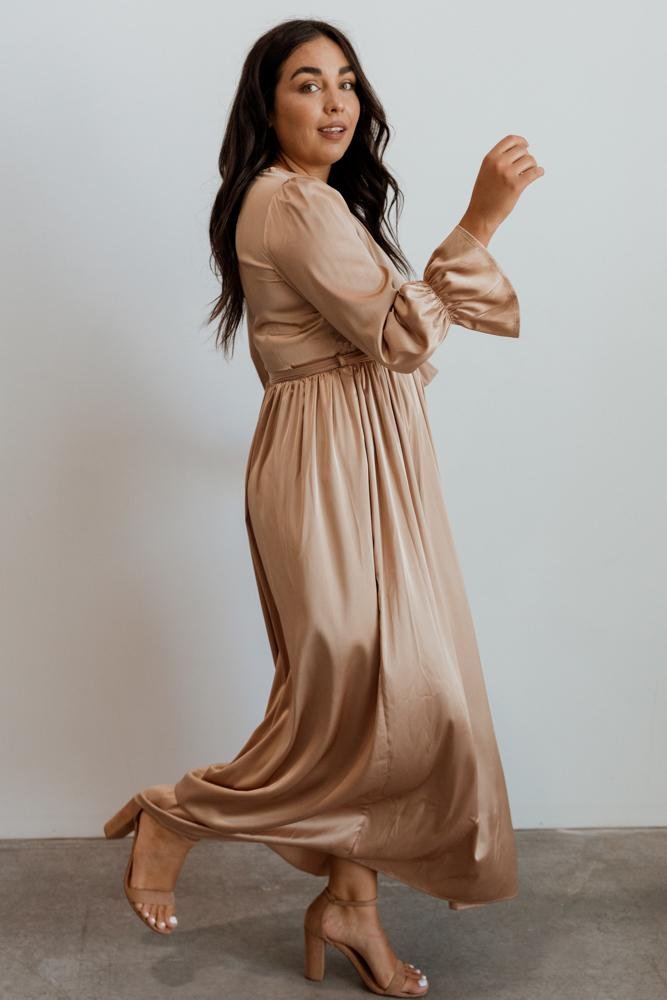 Holly Satin Maxi Dress | Champagne - Baltic Born