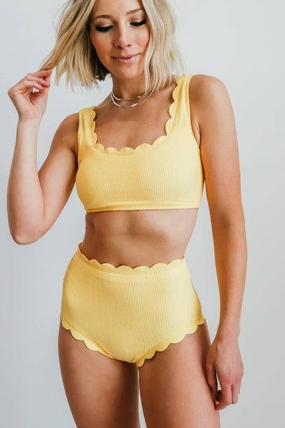 Honolulu Scalloped Bikini Top | Yellow - Baltic Born