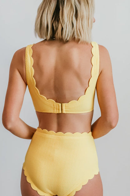 Honolulu Scalloped Bikini Top | Yellow - Baltic Born