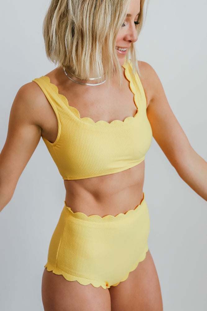 Honolulu Scalloped Bikini Top | Yellow - Baltic Born