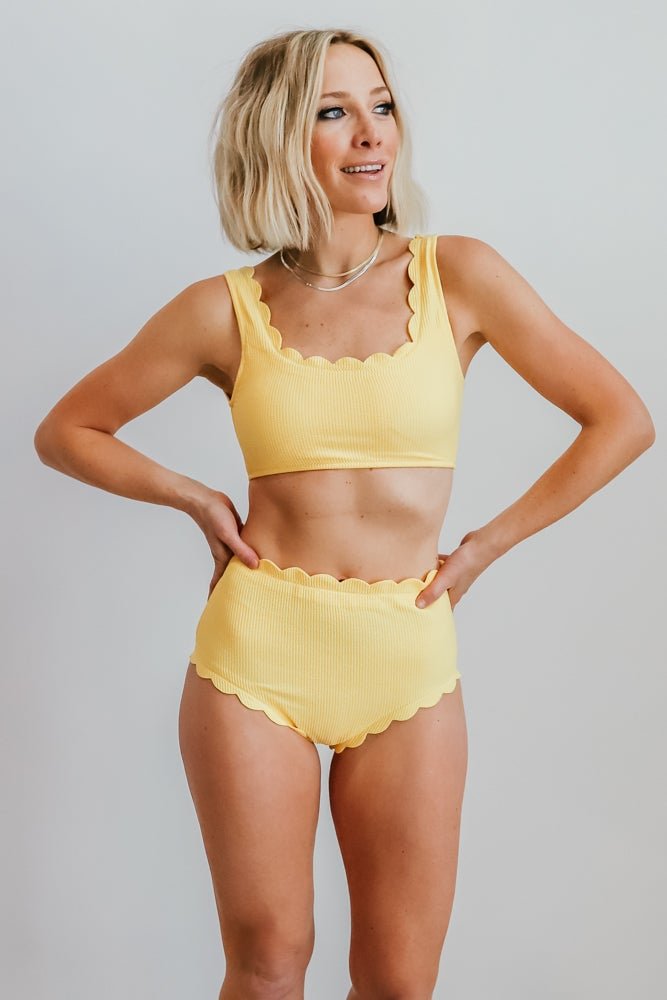 Honolulu Scalloped Bikini Top | Yellow - Baltic Born