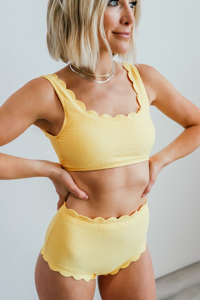 Honolulu Scalloped Bikini Top | Yellow - Baltic Born