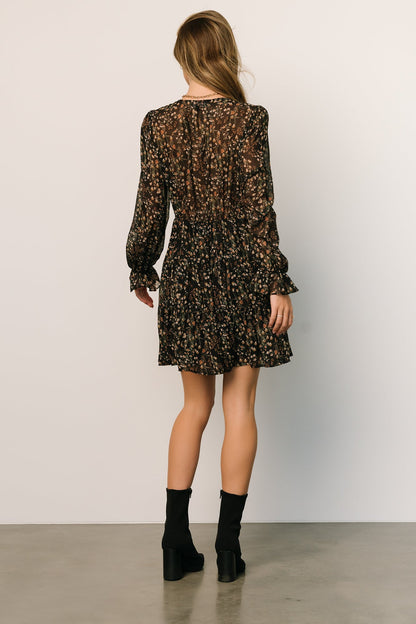 Huxley Tiered Short Dress | Black Multi Floral - Baltic Born