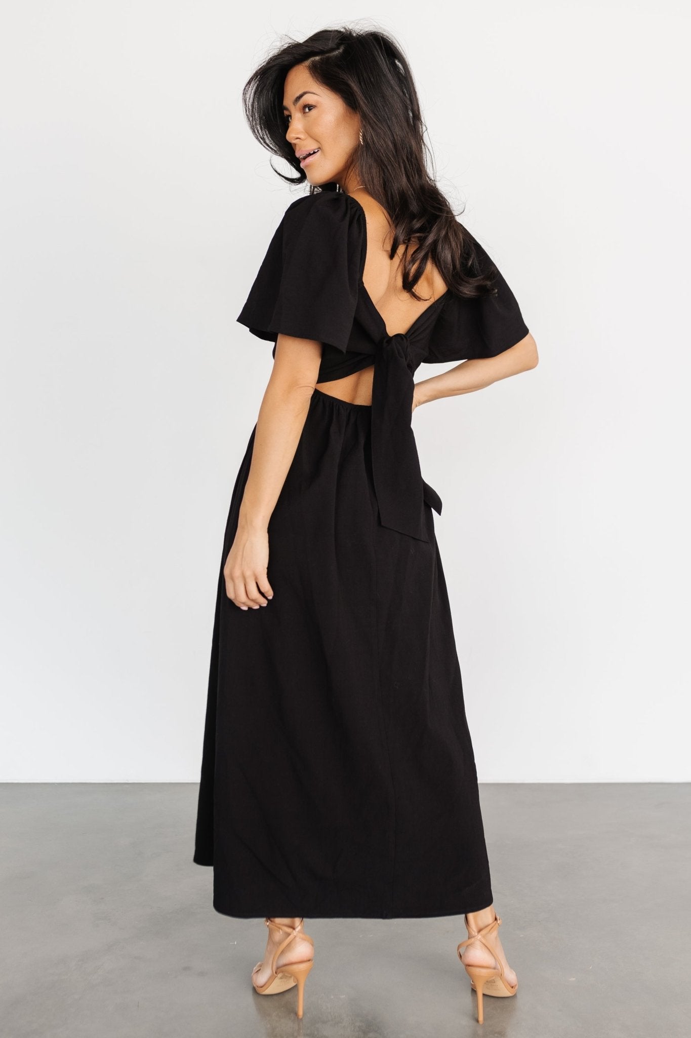 Indie Back Tie Dress | Black - Baltic Born