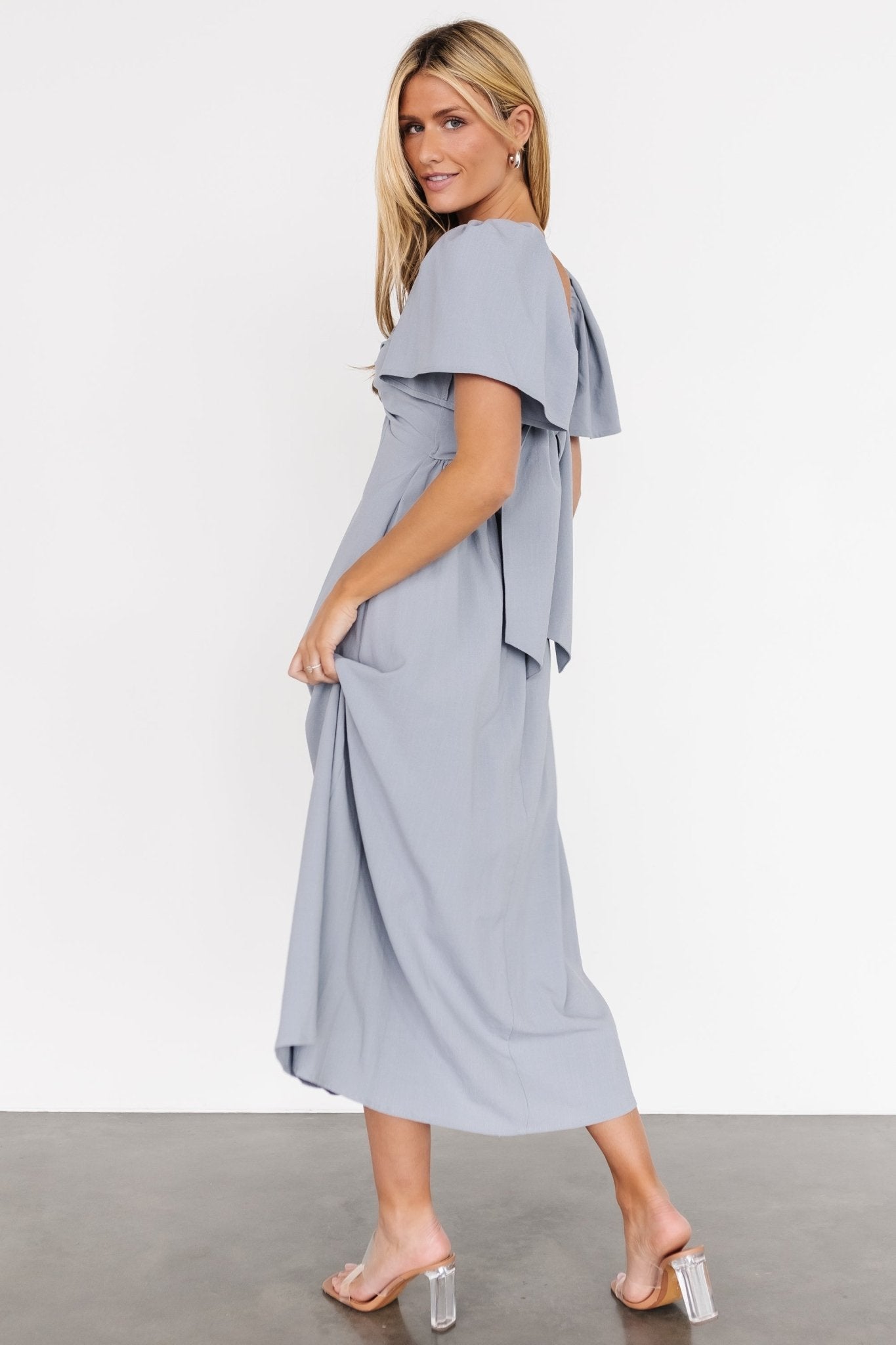 Indie Back Tie Dress | Dusty Blue - Baltic Born