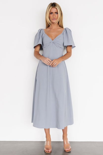 Indie Back Tie Dress | Dusty Blue - Baltic Born