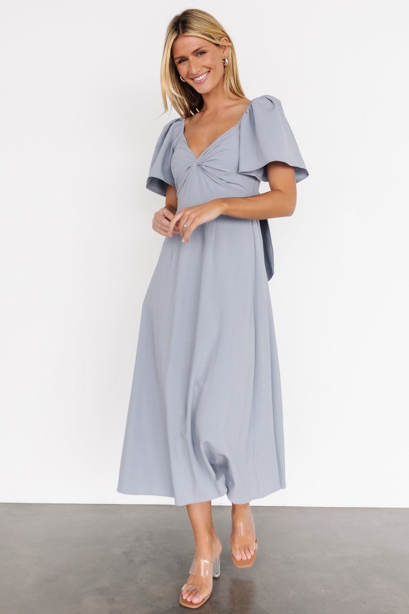 Indie Back Tie Dress | Dusty Blue - Baltic Born